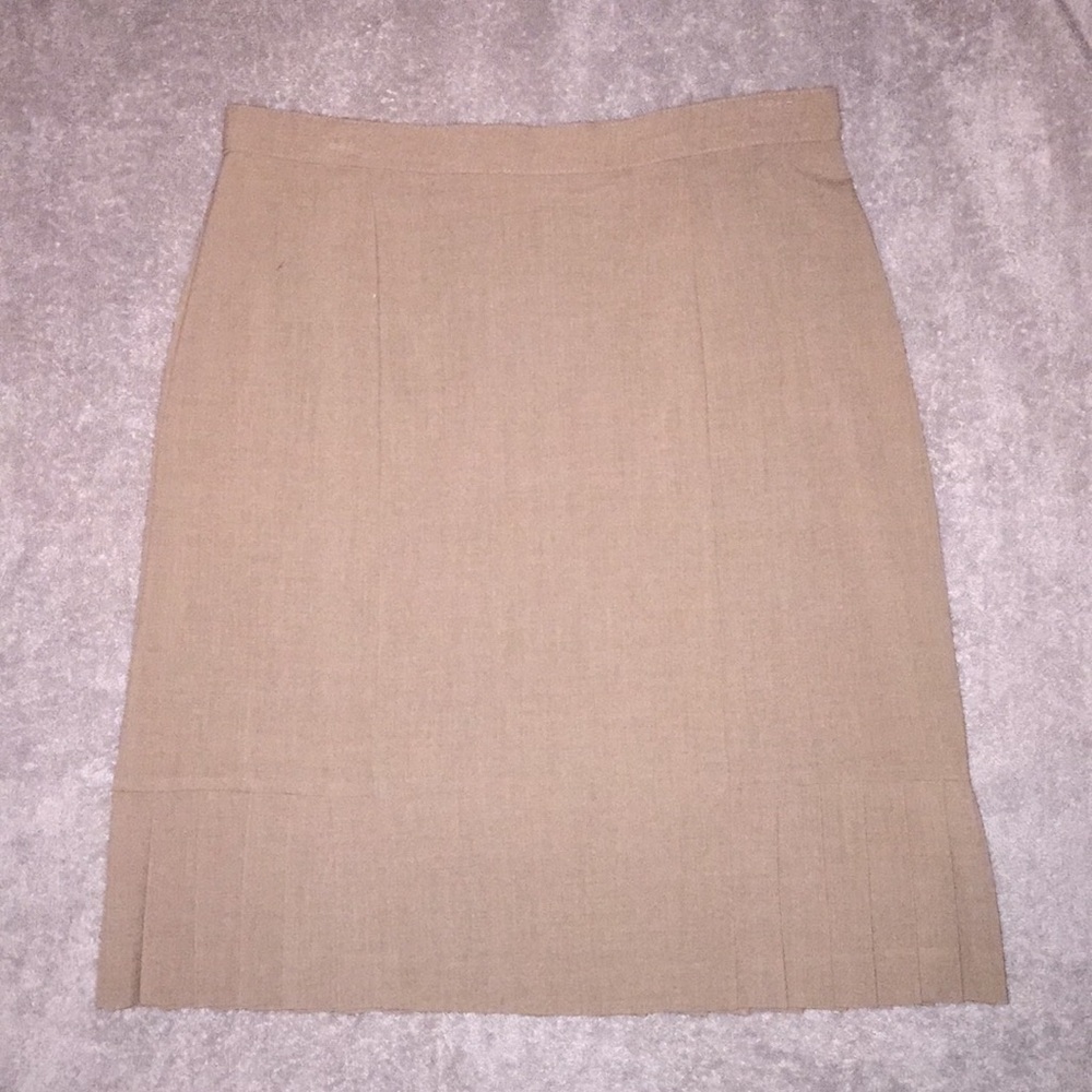 Dress Barn Khaki Skirt w/ Ruffled Bottom